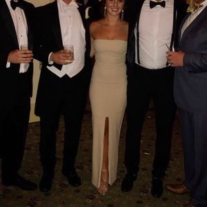 Beige strapless dress